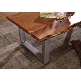 Massivmoebel24 Couchtisch Akazie 150x70x45 walnuss lackiert FREEFORM 2 #12