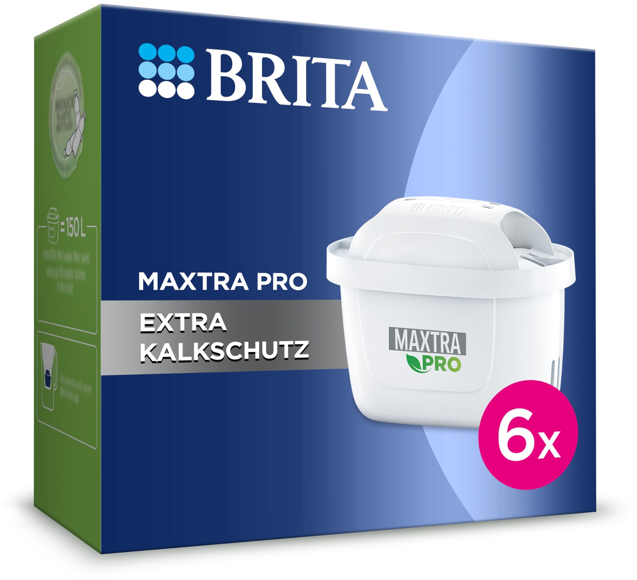 BRITA Wasserfilter Kartusche MAXTRA PRO Extra Kalkschutz – 6er Pack (Halbjahresvorrat) – Original BRITA Ersatzkartusche für Geräteschutz und Reduzierung von Kalk, Verunreinigungen, Chlor & Metallen