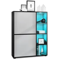Vladon Highboard, Greige, 79x105.5x35.5 cm, Wohnzimmer, Kommoden & Sideboards,