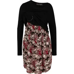 bonprix Umstand- und Stillkleid aus einer Materialkombination, schwarz, 48/50 (XL)
