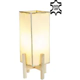 Marrakesch Orient & Mediterran Interior Ledertischlampe Janka Natur mit weißem Gestell