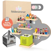 Heldenzimmer - Tonie Regal Wolke Grau [GRATIS Tragetasche] - Für Toniebox Regal bis 20 Figuren - Tonie Regal Mädchen und Junge - Perfekte Tonie Aufbewahrung im Kinderzimmer