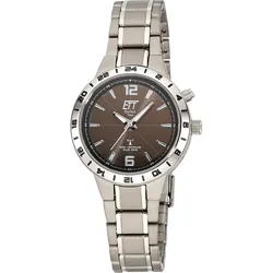 Funkuhr ETT "Titan Basic", grau (titanfarben, anthrazit), Armbanduhren, Damen, Armbanduhr, Damenuhr, Solar, Titan