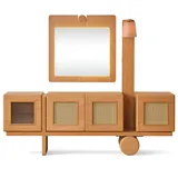JVmoebel Kommode mit Spiegel und LED-Lampe 48 x 80 x 226 cm Braun