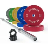 Langhantel Set | Alpha Weightlifting |150kg Bumper Plates | Pro Collars silber No Size