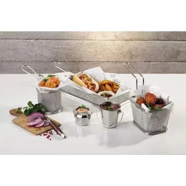 APS Servier-Frittierkorb 10 x 8.5 cm, H: 6.5 cm /// Edelstahl, Griff 9 cm /// -SNACKHOLDER- /// 40620 Miniature frying basket made of stainless steel, stainless steel,