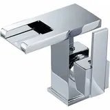 Wasserfall-LED-Badezimmer-Wasserhahn, schwarzer Wasserfall, heiß, kalt, Aufsatzwaschbecken, Waschbecken, Badezimmer-Wasserhahn (Silber)
