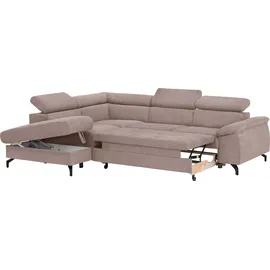 Cotta Ecksofa "Kitty L-Form, B: 249 cm", braun (mud), B:249cm H:72cm T:207cm, Microfaser (100% Polyester);Flachgewebe (100% Polyester), Sofas, Ecksofa, mit Kopfteilverstellung, optional Bettfunktion & Bettkasten