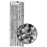 Lemodo Flauschvorhang 56x185cm schwarz-silber-weiß meliert, Fliegenschutz, Türvorhang