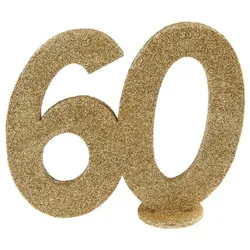 60. Geburtstag gold glitzer Tischdekoration 11x 10 cm Zahl 60