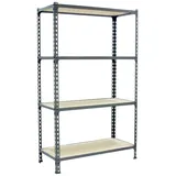 Proregal Schwerlastregal Mid Muli HxBxT 150 x 120 x 30 cm 4 Fachböden Fachlast 200 kg Grau