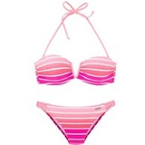 VENICE BEACH Bandeau-Bikini Damen pink-gestreift, Gr.40 Cup C/D,