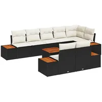 vidaXL Garten-Sofa-Set 9-tlg. schwarz/creme