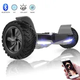 Hoverboard 8.5 Zoll, Premium Offroad Hoverboards - Bluetooth - Starker Dual Motor - LED - Elektro Skateboard Selbstausgleichender Elektroroller -Ge... - Schwarz