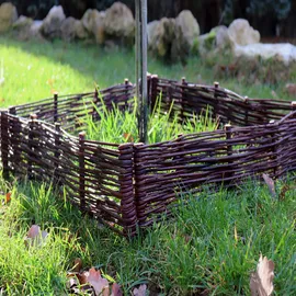 Aquagart 4 Beeteinfassungen aus Weide 20x100cm I Beetbegrenzung Weidenzaun zur Beetumrandung Rasenkante