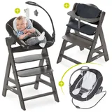 hauck Alpha Charcoal Selectline Newborn Set Deluxe - 4-tlg. Hochstuhl + 2in1 Neugeborenenaufsatz (verstellbar) + Sitzpolster