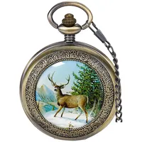 Tiong Einzigartige hohle mechanische Steampunk-Taschenuhr im Vintage-Stil mit Kette, Skelett, römische Ziffern, Taschenuhren für Herren, Geschenk und Box, 04-Bronze-Weiß, Klassisch