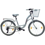 T&Y Trade 24 Zoll Kinder City Fahrrad Mädchenfahrrad Rad Bike Beleuchtung STVO Reflex Weiss Weiß Shimano 6 Gang