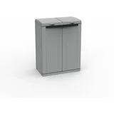 Gartenschrank Kunststoffschrank Gartenbox Müllbox mit Müllsackhalter Grau XL