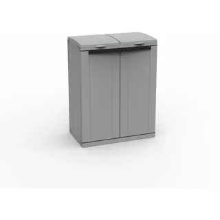 Gartenschrank Kunststoffschrank Gartenbox Müllbox mit Müllsackhalter Grau XL