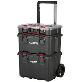 KETER Stack n Roll Werkzeugkasten unbestückt Schwarz 52,5x41,1x69,4 cm