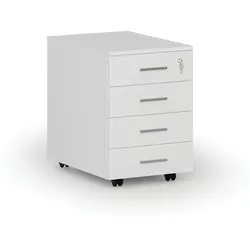 Büro-Rollcontainer PRIMO WHITE, 4 Schubladen, weiß