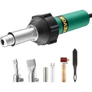 Vevor Heißluft-Kunststoffschweißgerät, 1600 W Heißluftpistole, 50–600 °C PVC TPO Vinyl Schweißbrenner, 5-teiliges Hot Air Welder Set und 2 Flachdüs
