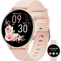 Smartwatch Damen Herren, 1.39" Zoll Touchscreen mit Bluetooth Anrufe, Uhr mit 140+ Sportmodi SpO2 Pulsuhr Schlafmonitor Schrittzähler Android IOS - Rosa