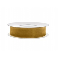 SiDeSo® Chiffonband 25m x 12mm viele Farben Hochzeit Organza Dekoband Geschenkband Antennenband Schleifenband (gold)