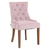 TPFLiving Esszimmerstuhl Aboli mit hochwertig gepolsterter Sitzfläche - Konferenzstuhl (Küchenstuhl - Wohnzimmerstuhl), Gestell: Kautschukholz antik-hell - Sitzfläche: Samt Pink rosa