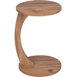 Luxora® Beistelltisch C Form mit Rollen, Runder Sofatisch in Holz Optik, Kleiner Side Table, einsetzbar als Couchtisch, Telefontisch, Betttisch, Laptoptisch und Kaffeetisch (Holzoptik)