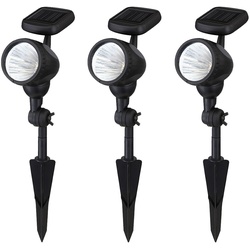 3er Set LED Außen Steck Leuchten Solar Lampen beweglich Spot Strahler Wandbefestigung schwarz
