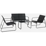 sweeek - Gartenset aus Metall und Textilene für 4 Personen Anthrazit / schwarz,