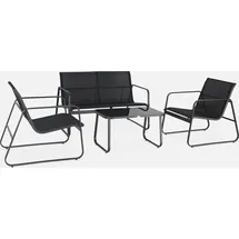 sweeek - Gartenset aus Metall und Textilene für 4 Personen Anthrazit / schwarz,