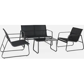 sweeek - Gartenset aus Metall und Textilene für 4 Personen Anthrazit / schwarz,