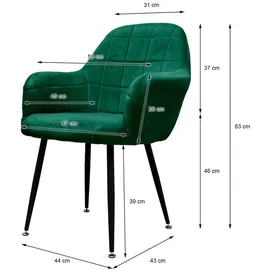 ML DESIGN modern liv Ml-Design Esszimmerstuhl, Grün, 43x83x58 cm, Esszimmer, Stühle, Esszimmerstühle, Armlehnenstühle