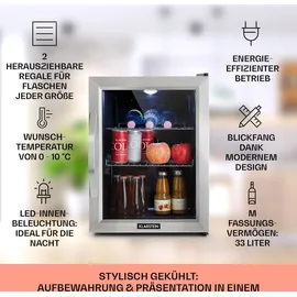 Klarstein Beersafe M Getränkekühlschrank (33 l, 540 mm hoch, Edelstahl)