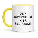 LIEBTASTISCH Personalisierte Tasse – Tasse mit Namen – Spülmaschinen- & Mikrowellengeeignet – In Deutschland bedruckt – 330 ml – Tasse personalisiert & beidseitig bedruckt – Tasse bedrucken (Gelb)