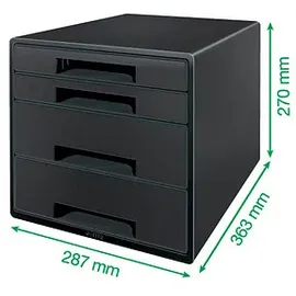 Leitz Schubladenbox CUBE 28,7 x 7,1 x 36,3 cm 4-tlg. schwarz