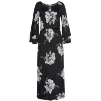 LASCANA Maxikleid Blumenprint Schwarz/Weiß 46
