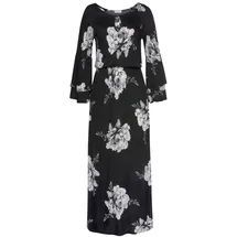 LASCANA Maxikleid Blumenprint Schwarz/Weiß 46