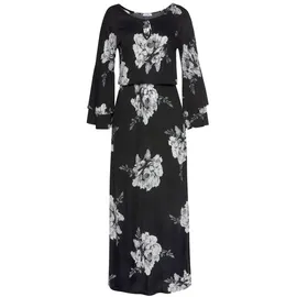 LASCANA Maxikleid Blumenprint Schwarz/Weiß 46