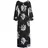 LASCANA Maxikleid Blumenprint Schwarz/Weiß 46