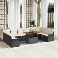 vidaXL Gartenlounge Set 11-tlg. Schwarz
