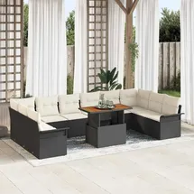vidaXL Gartenlounge Set 11-tlg. Schwarz