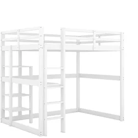 XDOVET Hochbett mit Stauraum 140 x 200 cm Kiefer weiß