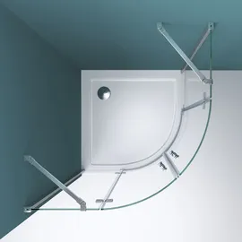 mai & mai Viertelkreis-Dusche Klarglas-Duschkabine 80x80x190cm Runddusche Duschabtrennung 2 Pendeltüren 6mm ESG-Sicherheitsglas Nano-Beschichtung R02K