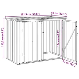 vidaXL Gartenlagerbox 151,5 x 82 x 110,5 cm Stahl schwarz