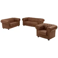 58 aufm Kessel 3-2-1 Garnitur Leder 3-Sitzer Cognac