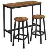 VASAGLE Bartisch-Set mit 2 Barhockern vintagebraun-schwarz